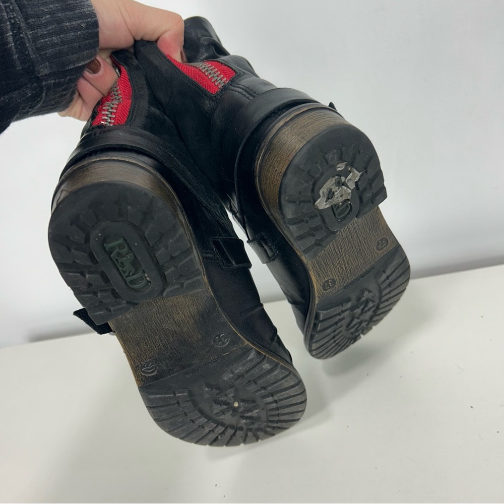 REMONTE black leather moto combat boots - Picture 5 of 11